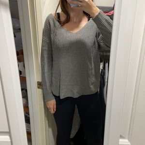 Grey sweater with open back
